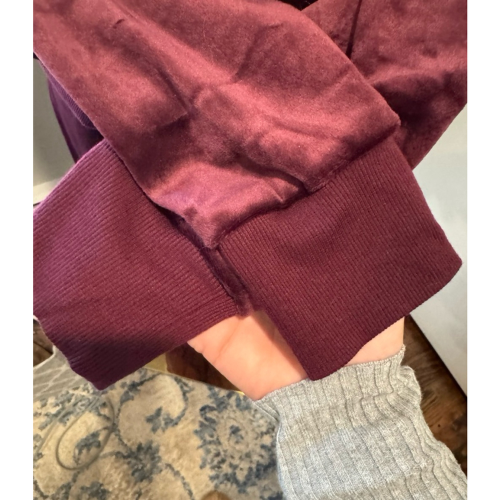 Felina | Women's Luxe Velour Zip Hoodie Track Pants & Joggers | Color-Fig Size M - Picture 5 of 11